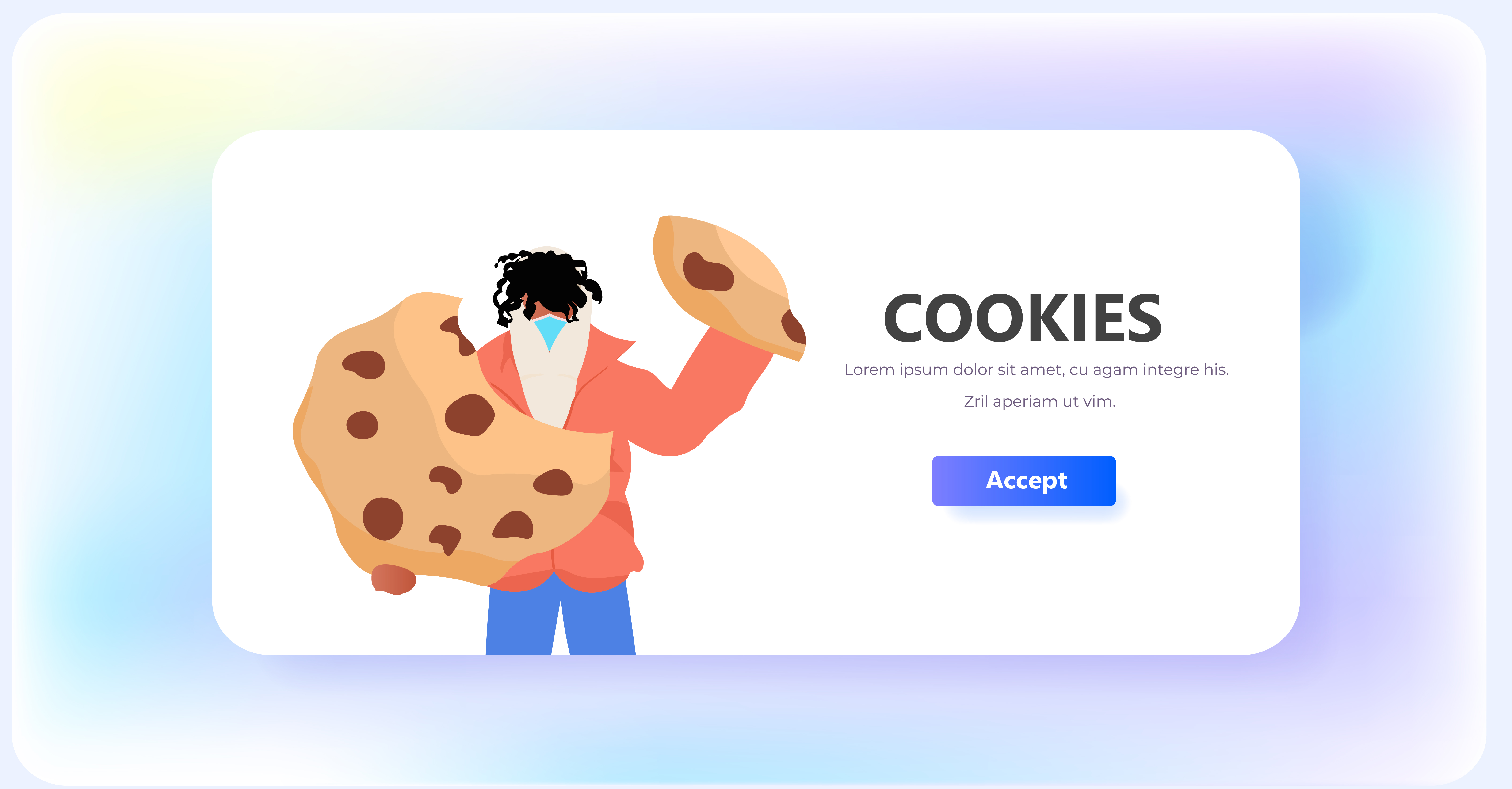 Pastel illustration of a website without a cookie consent banner blocking the page